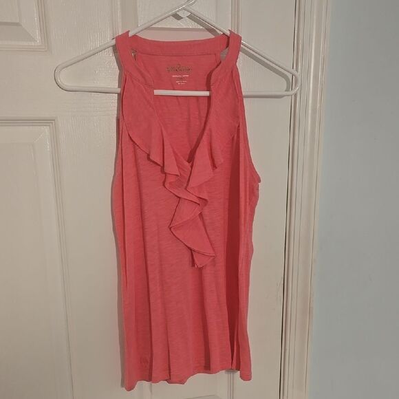 Pink Sleeveless Ruffle Top - Picture 1 of 4
